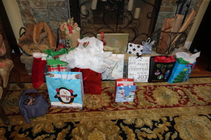 The gifts that were exchanged at the party.